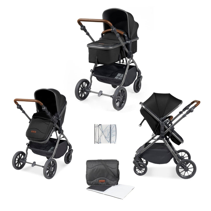 Ickle Bubba Prams & Pushchairs Ickle Bubba Cosmo 2 in 1 Plus Pushchair - Gunmetal / Black / Tan