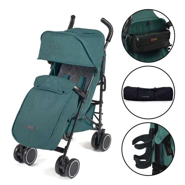 Ickle Bubba Prams & Pushchairs Ickle Bubba Discovery Stroller, Prime Bundle - Matt Black / Teal / Black