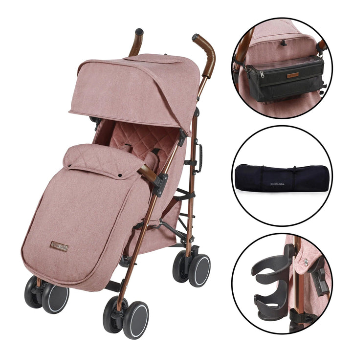 Ickle Bubba Prams & Pushchairs Ickle Bubba Discovery Stroller, Prime Bundle - Rose Gold / Dusky Pink / Tan