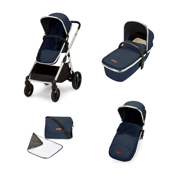 Ickle Bubba Prams & Pushchairs Ickle Bubba Eclipse 2 in 1 Carrycot & Pushchair - Chrome / Midnight Blue / Black