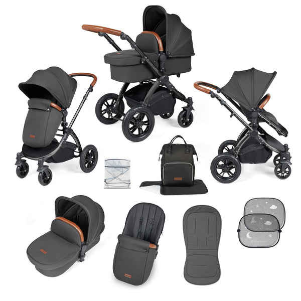 Ickle Bubba Prams & Pushchairs Ickle Bubba Stomp Luxe 2 in 1 Pushchair -  Black / Charcoal Grey / Tan