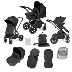 Ickle Bubba Prams & Pushchairs Ickle Bubba Stomp Luxe 2 in 1 Pushchair - Black / Midnight / Black