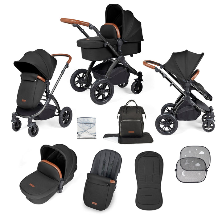 Ickle Bubba Prams & Pushchairs Ickle Bubba Stomp Luxe 2 in 1 Pushchair -  Black / Midnight / Tan