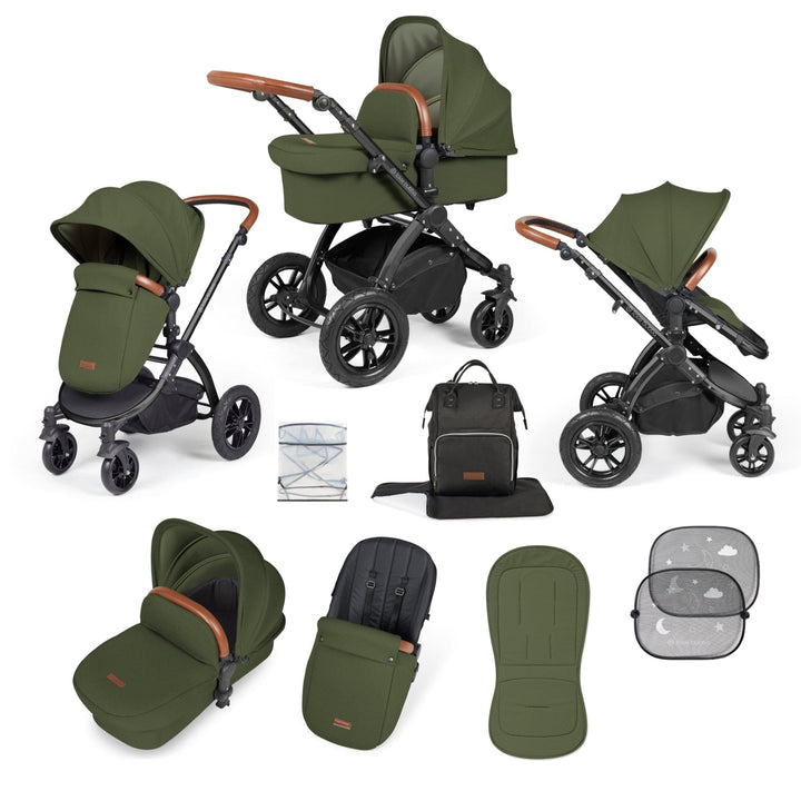 Ickle Bubba Prams & Pushchairs Ickle Bubba Stomp Luxe 2 in 1 Pushchair -   Black / Woodland / Tan