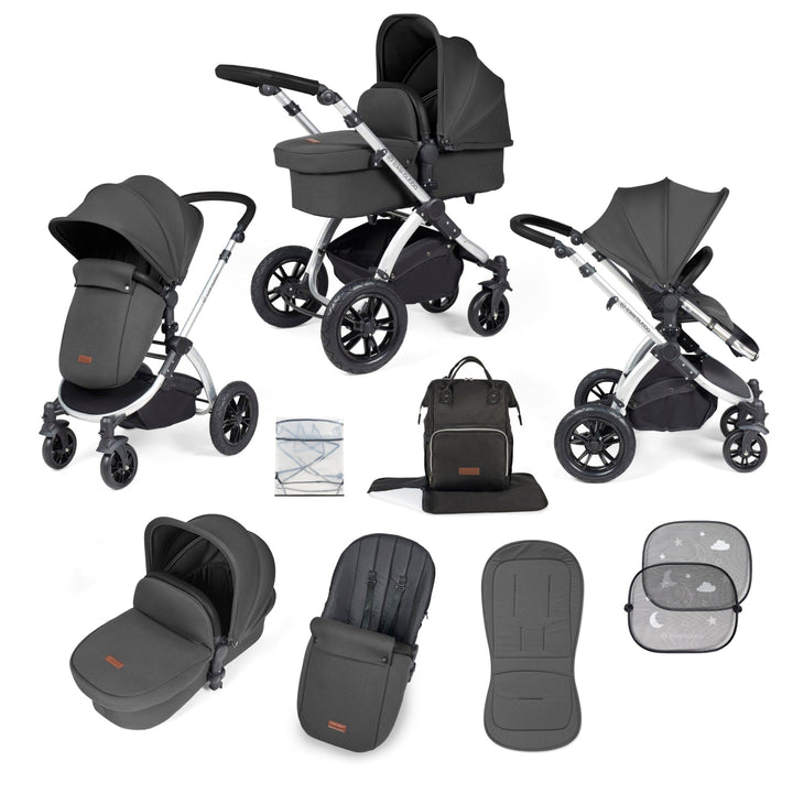 Ickle Bubba Prams & Pushchairs Ickle Bubba Stomp Luxe 2 in 1 Pushchair - Silver / Charcoal Grey / Black