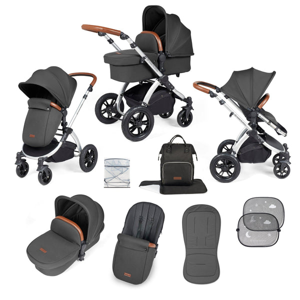 Ickle Bubba Prams & Pushchairs Ickle Bubba Stomp Luxe 2 in 1 Pushchair - Silver / Charcoal Grey / Tan