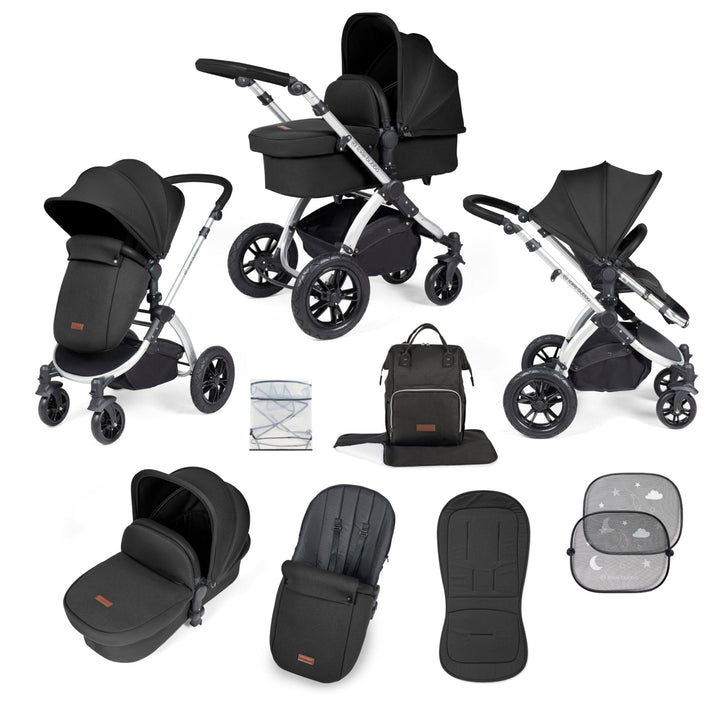Ickle Bubba Prams & Pushchairs Ickle Bubba Stomp Luxe 2 in 1 Pushchair - Silver / Midnight / Black