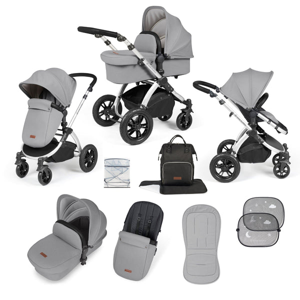 Ickle Bubba Prams & Pushchairs Ickle Bubba Stomp Luxe 2 in 1 Pushchair - Silver / Pearl Grey / Black