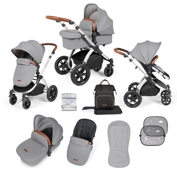 Ickle Bubba Prams & Pushchairs Ickle Bubba Stomp Luxe 2 in 1 Pushchair - Silver / Pearl Grey / Tan