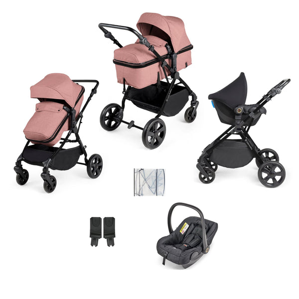 Ickle Bubba Travel Systems Ickle Bubba Comet 3-In-1 Travel System With Astral Car Seat - Black / Dusky Pink / Black