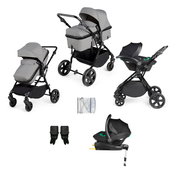 Ickle Bubba Travel Systems Ickle Bubba Comet I-Size Travel System With Stratus Car Seat & Isofix Base - Black / Space Grey / Black