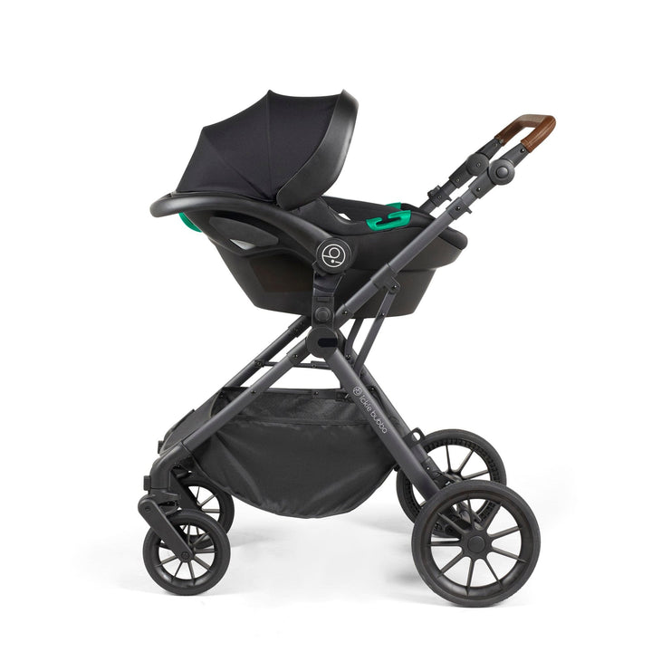 Ickle Bubba Travel Systems Ickle Bubba Cosmo I-Size Travel System With Stratus Car Seat & Isofix Base - Black / Graphite Grey / Tan