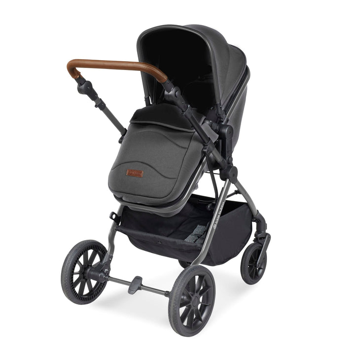 Ickle Bubba Travel Systems Ickle Bubba Cosmo I-Size Travel System With Stratus Car Seat & Isofix Base - Black / Graphite Grey / Tan