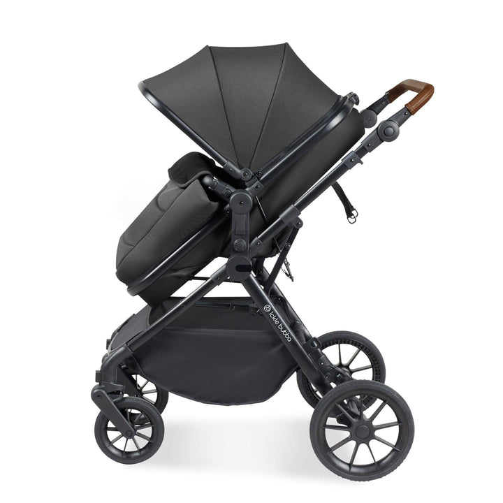 Ickle Bubba Travel Systems Ickle Bubba Cosmo I-Size Travel System With Stratus Car Seat & Isofix Base - Black / Graphite Grey / Tan