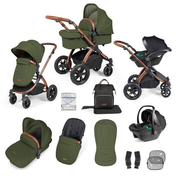 Ickle Bubba TRAVEL SYSTEMS Ickle Bubba Stomp Luxe 3-in-1 I-Size Travel System - Bronze / Woodland / Tan