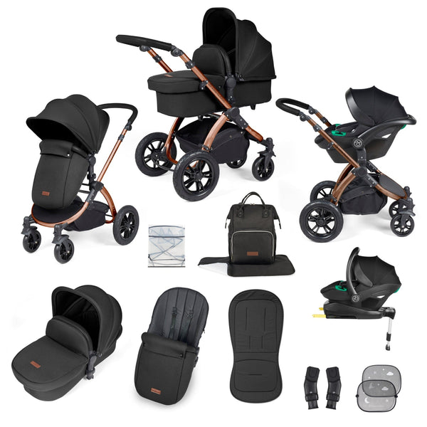 Ickle Bubba TRAVEL SYSTEMS Ickle Bubba Stomp Luxe All-in-One I-Size Travel System With Isofix Base - Bronze / Midnight / Black