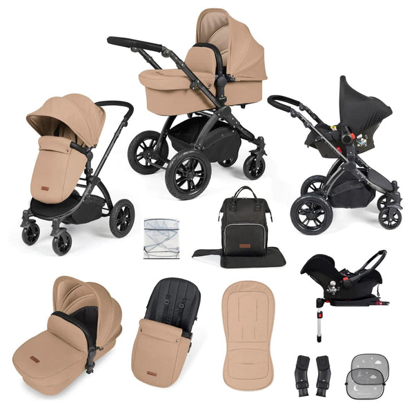 Ickle Bubba TRAVEL SYSTEMS Ickle Bubba Stomp Luxe All-in-One Travel System with Isofix Base (Galaxy) - Black/Desert/Black
