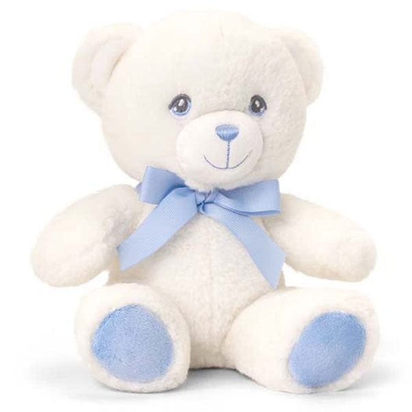 Keeleco Toys Keeleco Baby Bear with Ribbon (15cm) - Cream / Blue