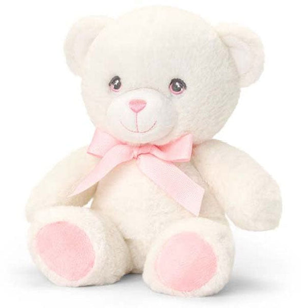 Keeleco Toys Keeleco Baby Bear with Ribbon (15cm) - Cream / Pink