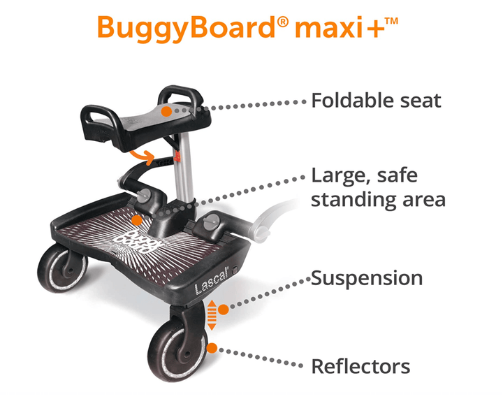 Lascal Maxi Buggy Board Plus Black Grey Seat UK Baby Centre