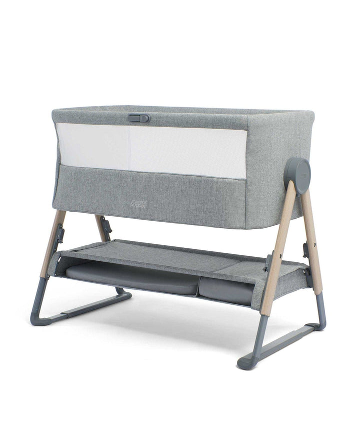 Mamas and Papas Cribs Mamas & Papas Lua Bedside Crib with Mattress Protector & Fitted Sheets - Stripe/Grey