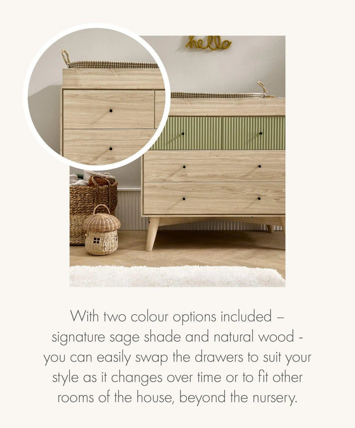 Mamas and Papas Nursery Furniture Mamas and Papas Coxley 3 Piece Furniture Set - Natural / Olive Green