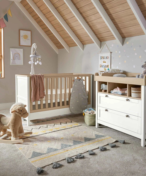 Mamas and Papas Nursery Furniture Mamas and Papas Harwell 2pc Cot Bed Furniture Set - White / Natural