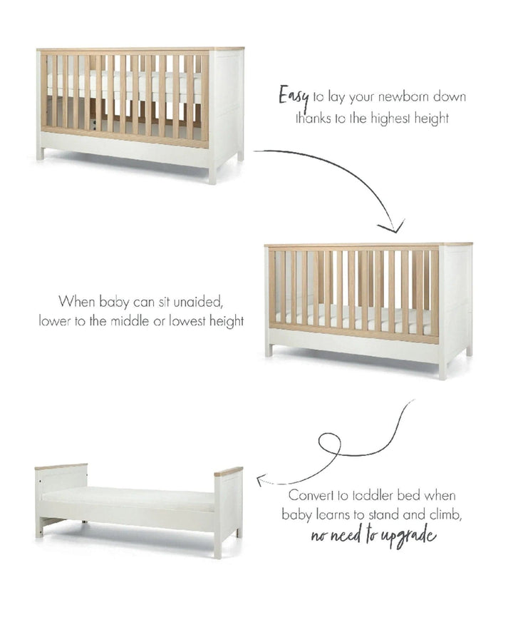 Mamas and Papas Nursery Furniture Mamas and Papas Harwell 2pc Cot Bed Furniture Set - White / Natural