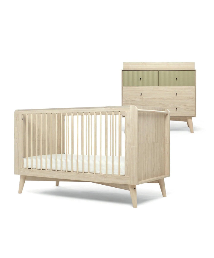 Mamas and Papas Wardrobes Mamas and Papas Coxley Furniture Set (Cotbed & Dresser) - Natural / Olive Green