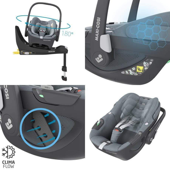 Maxi Cosi CAR SEATS Maxi Cosi Pebble 360 Car Seat and Base - Essential Black + FREE Rain Cover