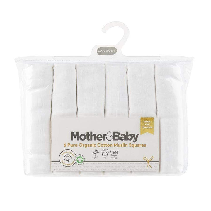 Mother&Baby Bedding Mother&Baby Organic Cotton Muslins 6 Pack - White