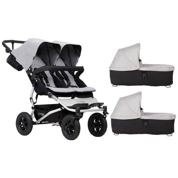 Mountain Buggy Prams & Pushchairs Mountain Buggy Duet with 2 X Carrycot Plus - Silver
