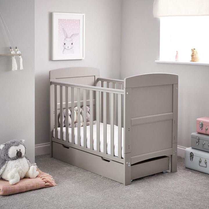 Obaby Cot Beds Obaby Grace Mini Cot Bed & Under Drawer - Warm Grey