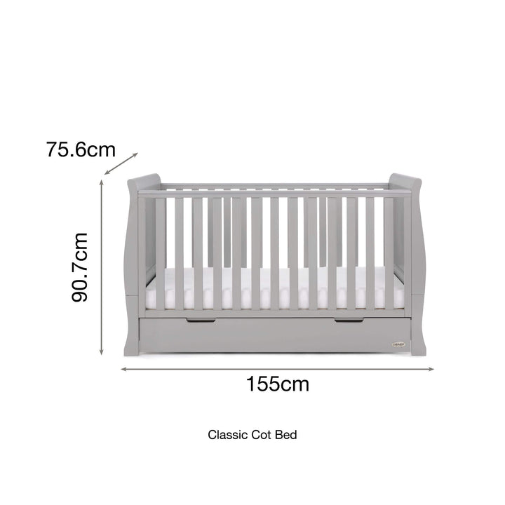 OBABY Cot Beds Obaby Stamford Classic Cot Bed - Warm Grey