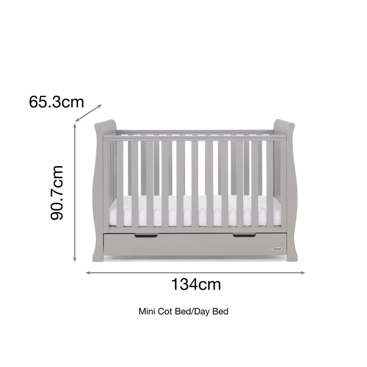 OBABY Cot Beds Obaby Stamford Mini Cot Bed - Warm Grey