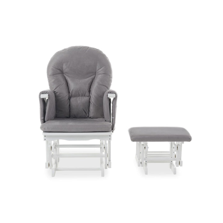 OBABY Glider Chairs Obaby Reclining Glider Chair And Stool - White With Grey Cushion