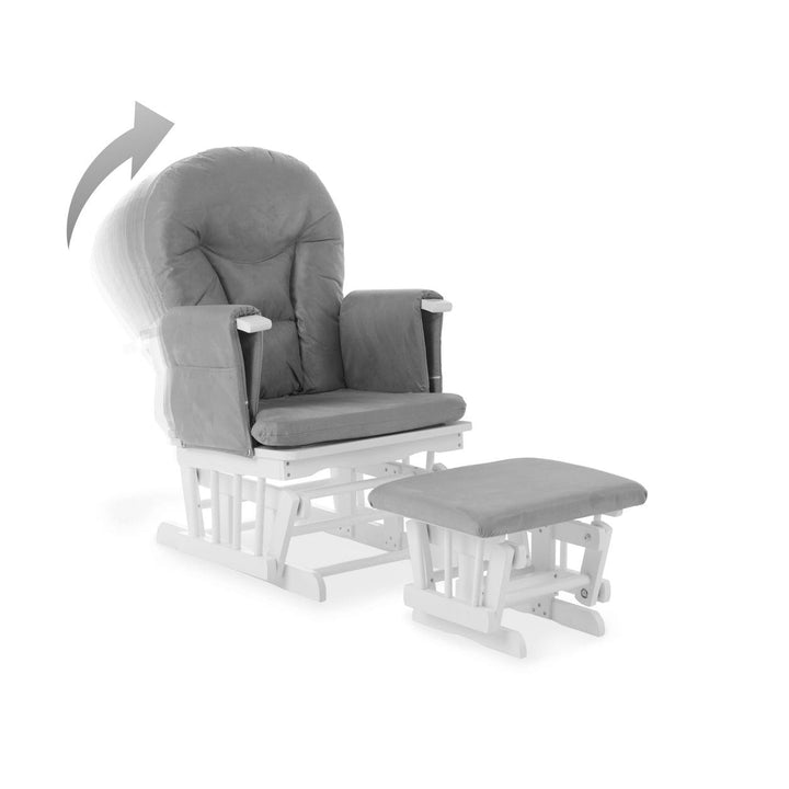 OBABY Glider Chairs Obaby Reclining Glider Chair And Stool - White With Grey Cushion