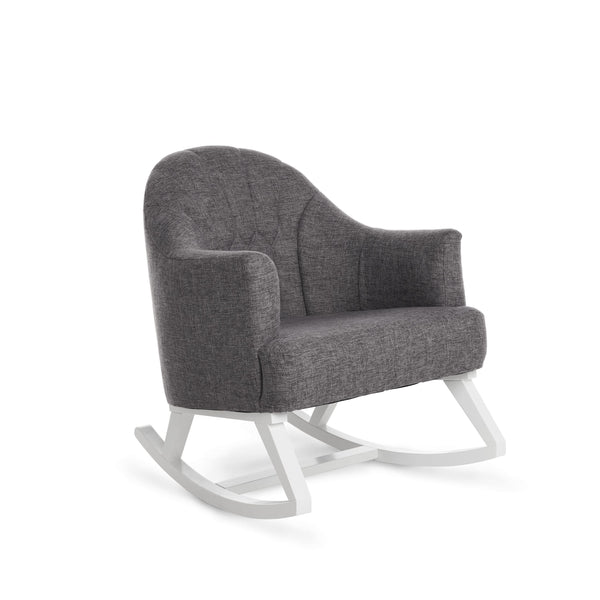 OBABY Glider Chairs Obaby Round Back Rocking Chair - White With Grey Cushion