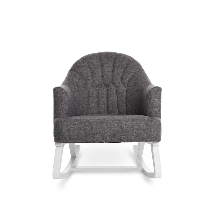 OBABY Glider Chairs Obaby Round Back Rocking Chair - White With Grey Cushion