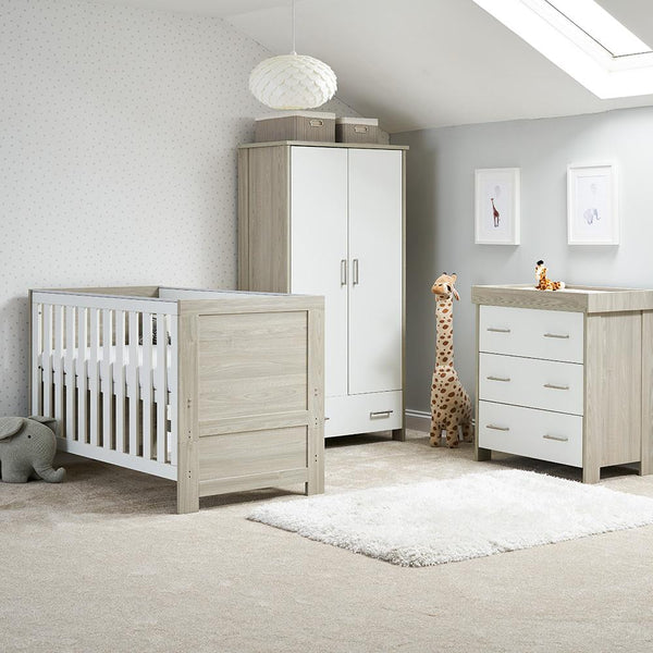 OBABY Nursery Furniture Obaby Nika 3 Piece Room Set - Grey Wash with White