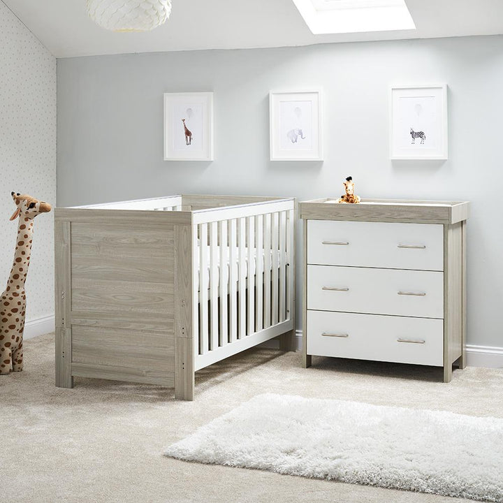 OBABY Nursery Furniture Obaby Nika 3 Piece Room Set - Grey Wash with White