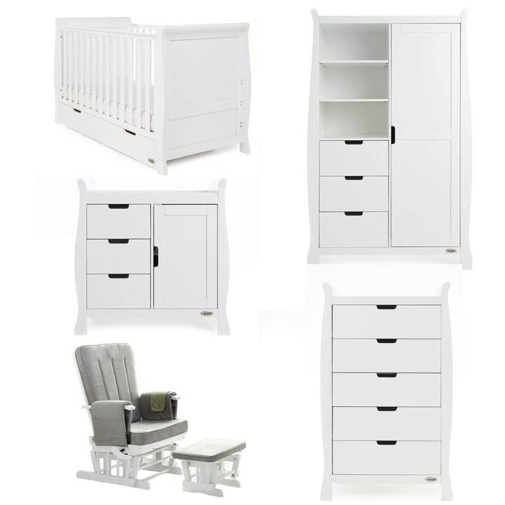 Obaby Nursery Furniture Obaby Stamford Classic 5 Piece Room Set White