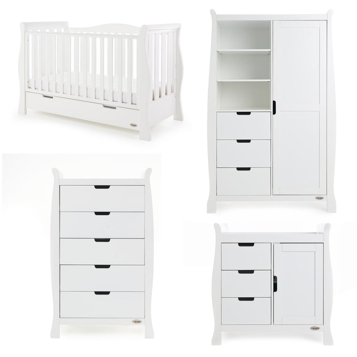 Obaby Nursery Furniture Obaby Stamford Luxe 4 Piece Room Set White