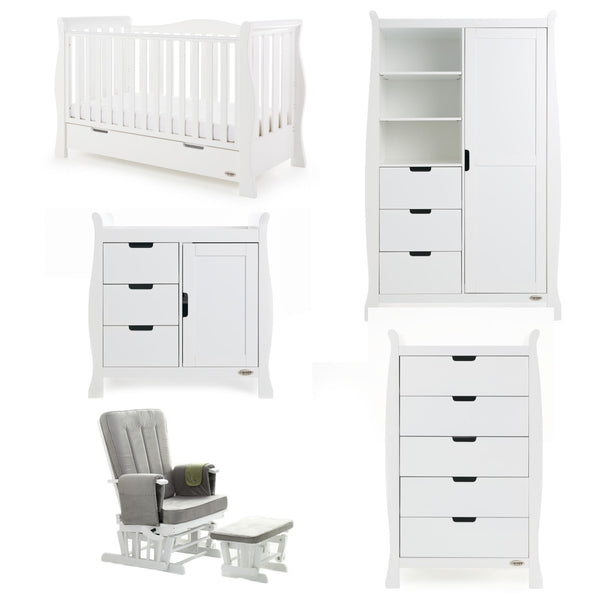 Obaby Nursery Furniture Obaby Stamford Luxe 5 Piece Room Set White