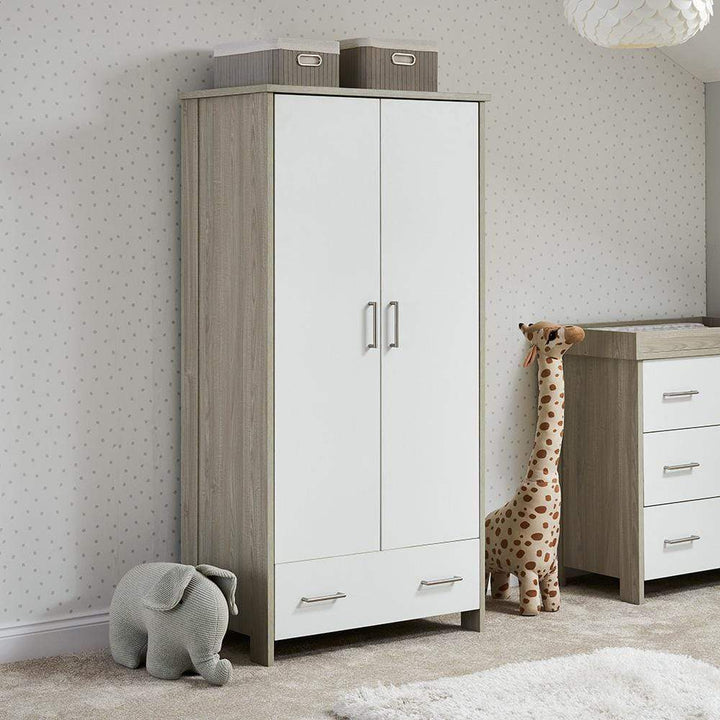 OBABY Wardrobes Obaby Nika Double Wardrobe - Grey Wash with White