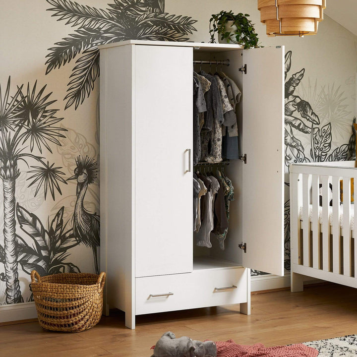 Obaby Wardrobes Obaby Nika Double Wardrobe - White Wash