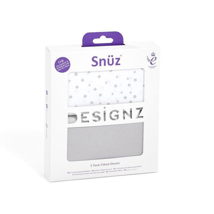 Snuz Bedding Snuz Crib 2 Pack Fitted Sheets - Grey Spots