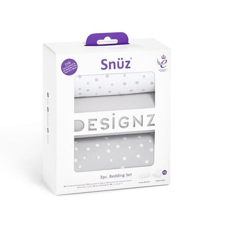 Snuz Bedding Snuz Crib 3pc Bedding Set – Grey Spots