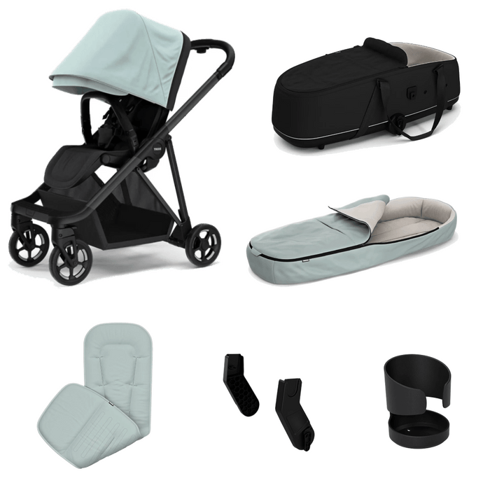 Thule Shine 4 Wheel Stroller Complete Bundle Black Alaska Blue UK Baby Centre