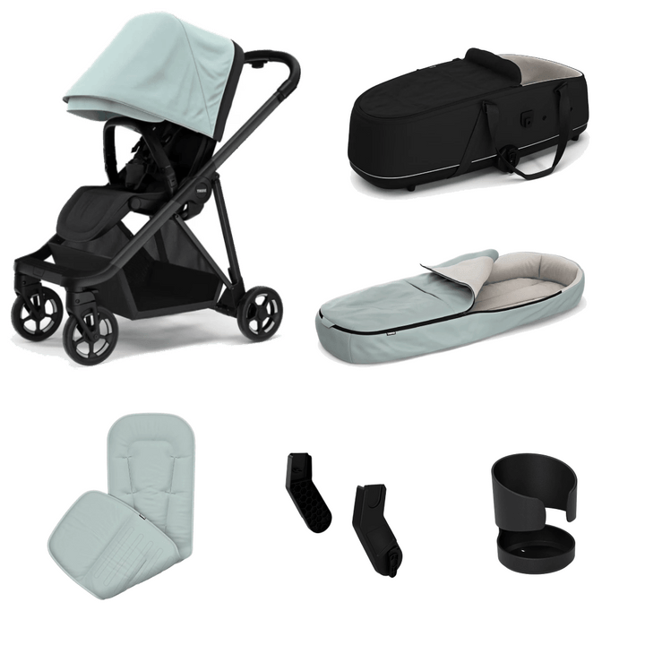 Thule Pushchairs Thule Shine 4-Wheel Stroller Complete Bundle - Black / Alaska Blue